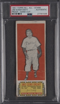 1951 Topps "Major League All-Stars" Jim Konstanty Proof Card – PSA Authentic – An Incredibly Rare Specimen 